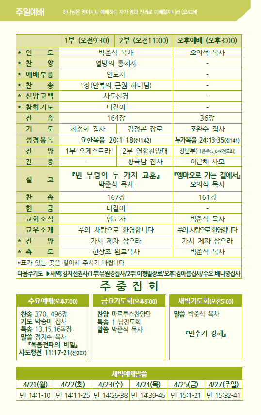 2025년 4월 20일 주보